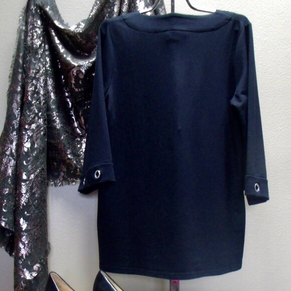 Quacker Factory Black Nautical Rhinestone Embellished Top Sz M - Picture 3 of 6